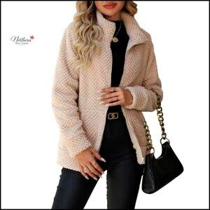 Full Zip Fleece Sherpa Jacket with Pockets, Sizes S-5XL, Cozy Outdoor Wear